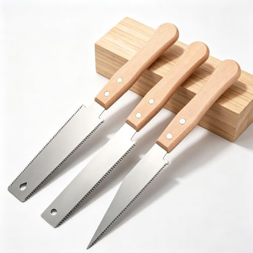 3 PCS Japanese Pull Saw Set, Pointed Fine-Tooth, Flush-Cut Fine-Tooth, and Double-Edge Fine-Tooth Saws, Woodworking Tools for DIY and Carpentry Projects