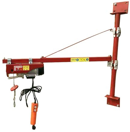 Wall Mount Jib Crane 200kg Max Load – 180° Swivel Adjustable Pole, Heavy Duty Support Arm for Hoist, Scaffolding Lift, Workshop, Garage