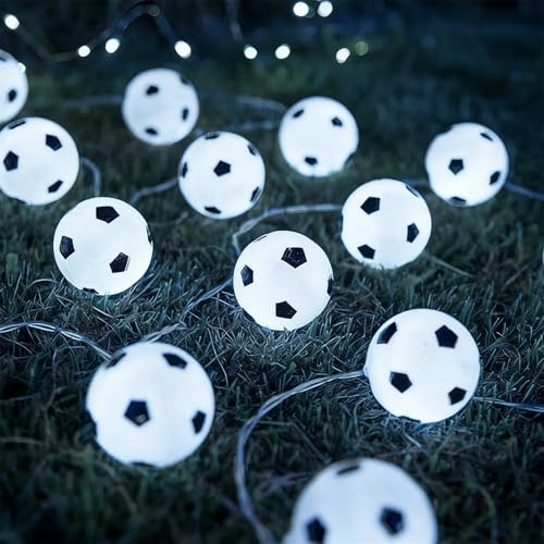 Treer Solar Lichterkette aussen, LED Fußball Kugelleuchte, Lichterkette Solar Außen IP42 Wasserdicht Wetterfest, für Garten, Balkon, Terrasse, Weihnachten, Partys (Weiß,6.5m/30LED)