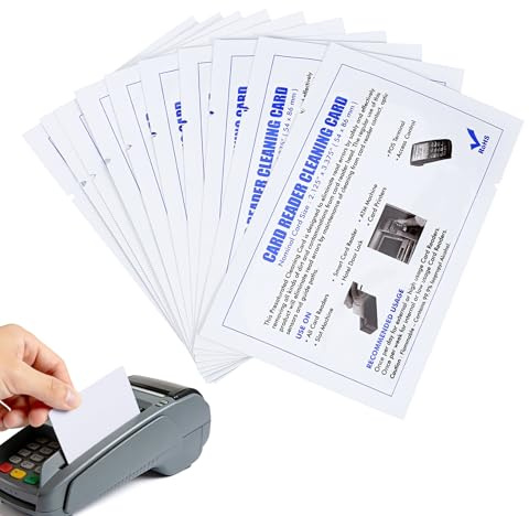 Alasum Reinigungskarten Weiß 10 Stück für Kreditkartenleser und Magnetische Kopfreinigung PVC Material Einfache Anwendung zur Staubentfernung bei Pos Terminals