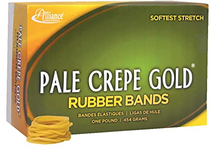 Alliance Rubber 20125 Pale Crepe Gold Rubber Bands Size #12, 1 lb Box Contains Approx. 3850 Bands (1 3/4 x 1/16, Golden Crepe)