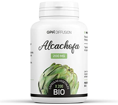 Alcachofa Orgánica (Cynara scolymus L.) - 200 mg - 200 cápsulas vegetales - Alcachofa Hojas - Complemento alimenticio - Formula Pura y Natural - GPH DIFFUSION