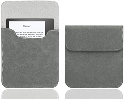WALNEW Hülle für 7 Neue Kindle Oasis (10. Generation – 2019) / Kindle Oasis 9. Generation 2017 / Tolino Vision 5 2019/ Kobo Libra H2O 2019 Schutzhülle Tasche Sleeve Case Lederhülle, Grau