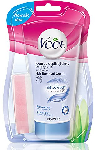 Veet in-Shower Hair Removal Cream for Sensitive Skin, 135 ml