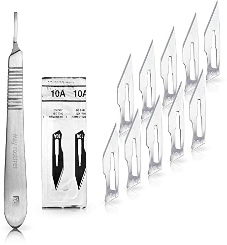 May Skalpell-Set Figur 10A mit Halter Nr. 3 Karbonstahl 10 Klingen