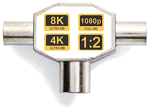 TronicXL Antenna Distributor 2 Way Aerial Splitter Coaxial Soft Coaxial Splitter Cable 2x DVBC Coaxial TV TV Radio