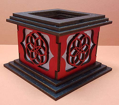 Tanno Design® Japan Kerzenhalter Blume des Lebens klein mit Teelichtfunktion rot/schwarz