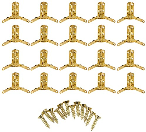 20pcs 90 ° Cerniera a Molla Cerniera Supporto Angolo Cerniera a Molla per Piccoli Gioielli Vino Cassa di Orologio Scatola di Legno Coperchio chiudiporta(Oro)