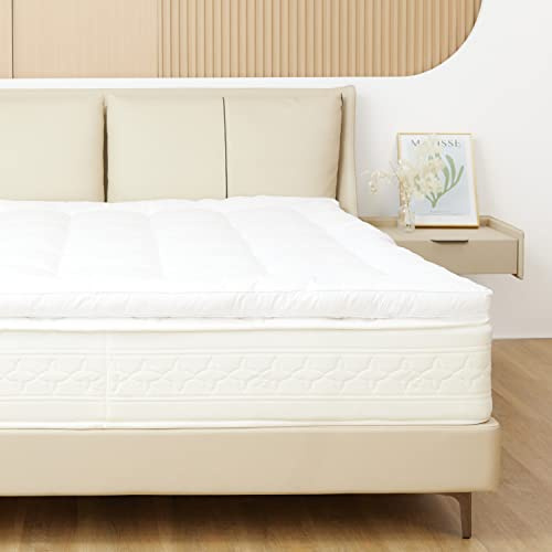 Sweetnight Topper Colchón de Microfibra 180 x 200 cm, Colchoncillo Microfibra Blanco Suave y Transpirable, Sobrecolchón Rellenado de Microfibra con Correa Elástica, 180 x 200 x 6 cm