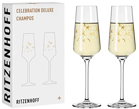 RITZENHOFF 6141014 Bicchiere da champagne 200 ml - Serie Celebration Deluxe Set 3-2 pezzi con oro vero - Made in Germany