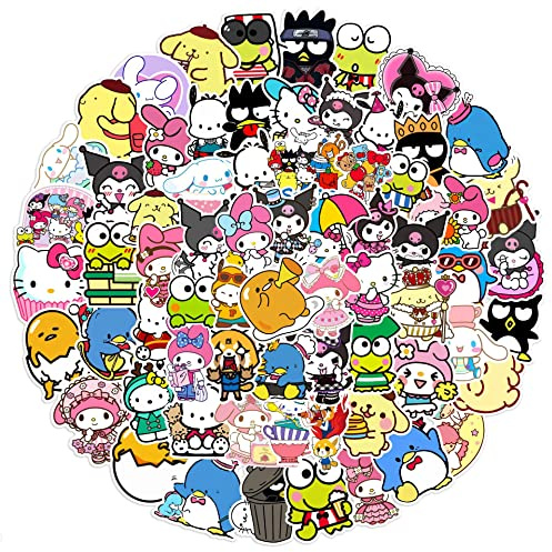 100 Pcs San_Rio Stickers for Laptop, Bumper, Skateboard, Water Bottles, Computer, Phone, Guitar, Cartoon Stickers for Kids Teens Adult