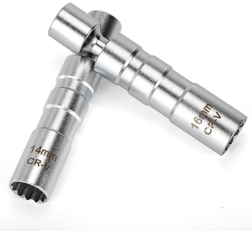 QIMEI-SHOP Zündkerzenschlüssel Magnetisch Universal Flexibel Zündkerzenschlüssel 14mm&16mm mit 3/8-Zoll-Antrieb für Auto & Motorrad 2 Stück