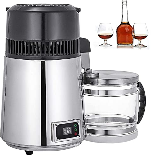 RETRIN Distillatore d'Acqua 4L Acciaio Inox Depuratore d'Acqua con Brocca di Vetro 1L/H Macchina Acqua Distillata,Riduce Calcare,Cloro,Piombo E Sostanze Che Alterano Il Gusto nell'Acqua,220V