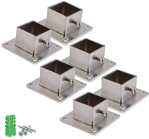 Soporte para vallas El soporte de la base de la cerca, 2/4/6 piezas equipadas con soporte de barandilla de plataforma de pabellón exterior de acero inoxidable, Apriete el soporte cuadrado con un perno