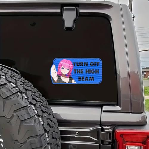 Nouiroy Turn Off The Fernlicht Aufkleber für Auto Hoch Reflektierend Lustig Anime Auto Aufkleber Stoßstange Aufkleber Sicherheitswarnschild Reflektierender Vinyl Sticker für Auto Stoßstange Fenster