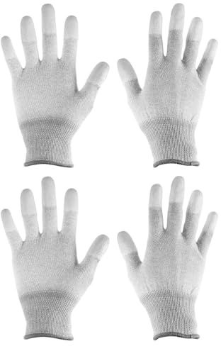 sourcing map 2 Pairs ESD Anti Static Gloves 21cm Overlock Edge High Resistance Carbon Fiber Computer Gloves for PC Computer Electronics Installation and Repair(Large), Grey