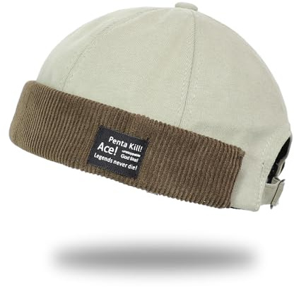 Herren-Mütze, randlos, Arbeitskappe, Matrosenmütze, gerollte Manschette, Retromode, Herrenmütze