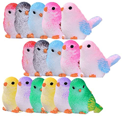 Supvox 16St Vogelschmuck Desktop-Spielzeug süße Accessoires Mini-Vogelfigur Anlage Spielzeuge Mini-Tischfigur kleine Tierfiguren der Vogel Marionette Puppe Ornamente Zubehör Harz