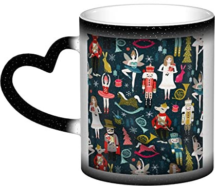 FWJZDSP Superbe femme casse-noisette Ballet danse de noël impression changeante sensible à la chaleur couleur changeante tasse café thé porcelaine tasses cadeau
