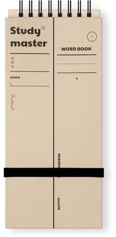 MUNID Smart Vocabulary Notebook, Memorization Notebooks, WordBook 3.2 L x 7.4 H x0.5 W, Two Half Hardcovers, 120Gsm Thick Paper With Band, 140Pages