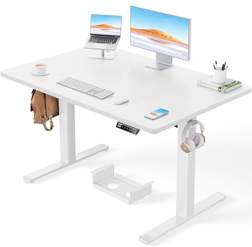 ErGear Höhenverstellbarer Schreibtisch-120 x 80cm,100 KG Tragkraft Elektrischer Schreibtisch mit Fortgeschrittenem Bürstenlosem Motor, Leise Funktion, Robuster Metallrahmen, Vierteilige Tischplatte