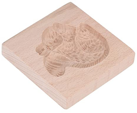 Wooden Cookie Mould, Biscuit Press Stamp for Baking, Reusable Beechwood Embossing Mold with Cute Animal Shapes, DIY Gingerbread Christmas Baking Tools,Kitchen Accessories(Squirrel)