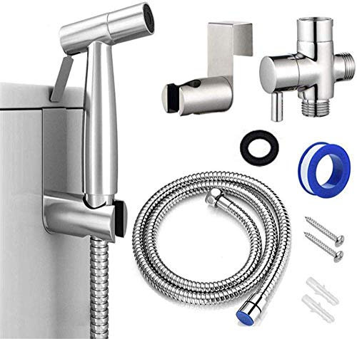 BOSHYUM Kit de pulvérisation de Bidet à Main pour Toilettes, Ensemble de Buses de Bidet, Partenaire de Toilette en Acier Inoxydable, Ensemble de rehausseur de Pistolet de pulvérisation