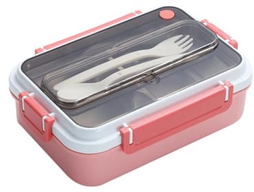 MerwDeeyt Pink 304 Stainless Steel Lunch Container 900-1000ML | Bento Lunch Box, Leakproof Insulated Bento Box, Lunch Container with Cutlery, Reusable Stackable Container with Compartments