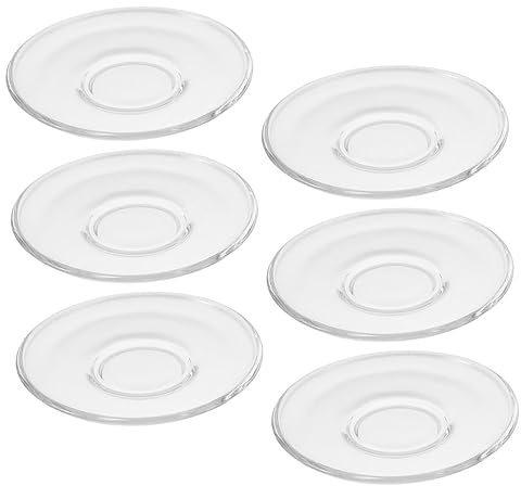 LALADEFIEE Piattino in Vetro Trasparente 6 Pezzi, Design Rotondo per tè