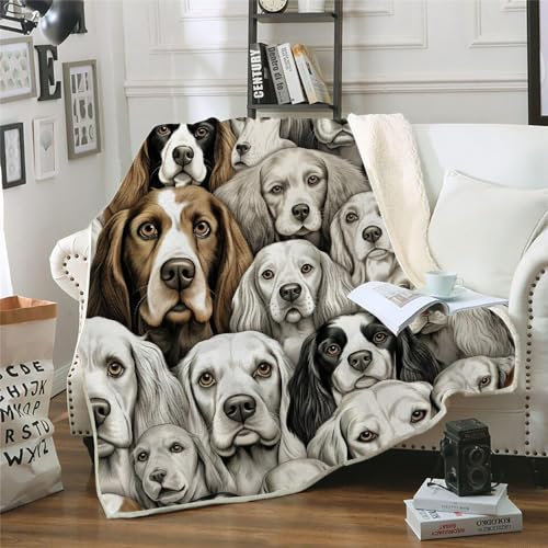 Kuscheldecke Flauschig Sherpa Fleecedecke 3D Niedlich Haustier Hund Tier Dog Muster Wohndecke Sofadecke Tagesdecke Weich Warm Überwurf Schlafdecke Reisedecke Soft Decke für Bett Sofa 130x150 cm