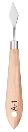 QUARKZMAN Herramienta de Pintura con Espátula de Hoja de Acero Inoxidable de 6.3 con Diseño de Agujero en El Mango de Madera de Haya para Mezclar Colores de Óleo