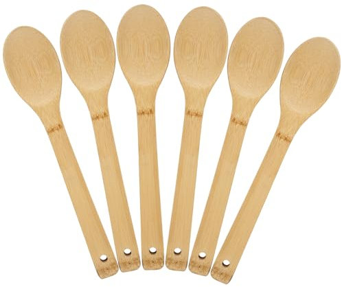 6 Stück Kochlöffel Set Holz, Länge 30Cm Kitchen Küchenutensilien aus Bambus Holzspatel Küche Bambus Pfannenwender für das Mischen und Rühren von Lebensmitteln Beim Kochen, Zubehör Küchenutensilien