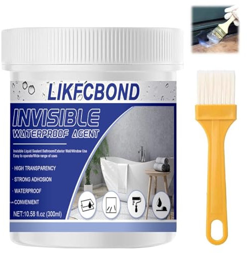 LIKFCBOND Sellador Impermeable, Agente Revestimiento Impermeable Transparente, Sellador de Emulsión Impermeable para Baño, Inodoro, Azulejos, Paredes, Techo (300g)