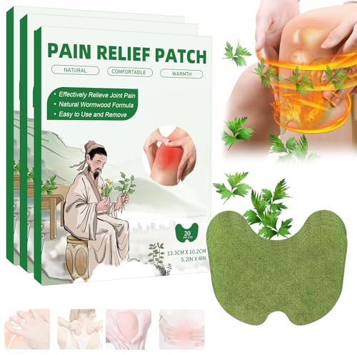 Dufuso Pain Relief Patch 60 Pcs, Schmerzpflaster Knie, Wärmepflaster Knie Hergestellt mit natürlichen Kräutern und Inhaltsstoffen für Knie, Rücken, Nacken und Muskelkater