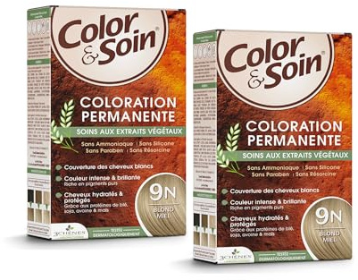 Color & Soin 9N Blond Miel | Kit Coloration 30 jours | Couvrance totale & Brillance longue durée | Cheveux blancs camouflés, nourris & hydratés | Tous types de cheveux | Lot de 2x135 mL
