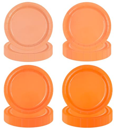 EVYIENEN Lot de 48 Assiettes en Carton Orange Dégradé de 22,9 cm, 4 Couleurs, Jetables, pour Décoration de Fête, Mariage, Anniversaire