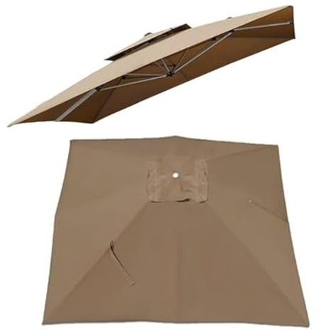 Parasol déporté carré de remplacement for patio toile de rechange for parasol déporté housse extérieure toile de rechange for parasol de marché for jardin(Khaki)