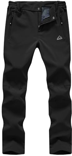 TBMPOY Women's Ski Snow Pants Waterproof Windproof Fleece Lined Warm Hiking Insulated Softshell Cargo Pant 4 Pockets Black L