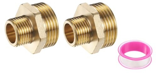 PATIKIL Brass Pipe Fitting,2Pcs 1/2 BSP Male x 1 BSP Male Thread | Brass Hex Nipple Reducing Coupling Pipe Fitting Connector Adapter,for Gas Water Refrigeration System Conversion