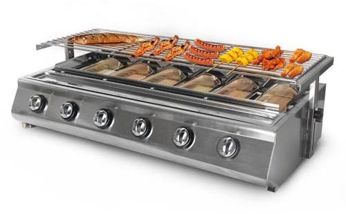Tragbarer Tisch-Gasgrill mit 6 Brennern und Antihaftbräter für das Kochen im Freien und einfaches Grillen