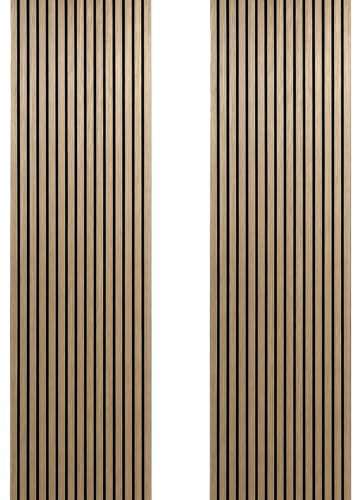 Built Right Wood Slat Acoustic Wall Panels – Soundproofing for Walls & Ceilings – Noise Reduction & Decorative Design – Home & Office – 240cm x 60cm (2 Pack - Natural Oak)