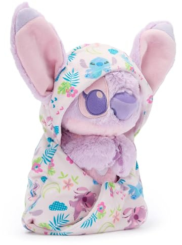 Disney Store Official Japón, Lilo y Stitch, Ángel, Peluche pequeño con Manta, 27 cm, Disney Babies
