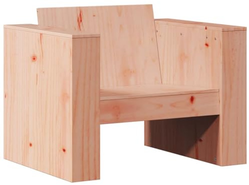 Foknhdi Gartensessel 79x60x62 cm aus massivem Douglasienholz - Robuster Outdoor Sessel aus Holz für Garten, Terrasse und Balkon - Stabiler Lounge-Sessel Holzsofa Natur