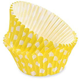 pirottini gialli pois in carta da forno per cupcake muffin dolci 50pz D7cm