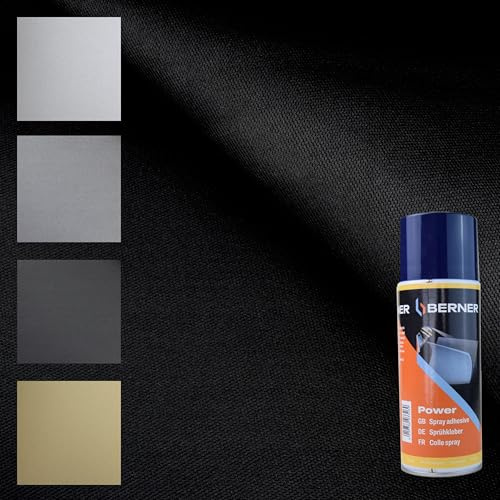 TENDAGGIMANIA Ciel de Toit Voiture Nid d'abeille Kit Tissu + Colle Spray, Ciel Toit Auto Couleur Noir 1440 -Taille 2 MT X 1,5 MT + 1 Colle