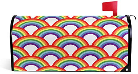 Linomo Briefkastenabdeckung, magnetisch, bunt, Regenbogenfarben, Briefkasten-Abdeckung, für Zuhause, Garten, Hof, Außendekoration, für Übergröße 63,5 x 53,3 cm