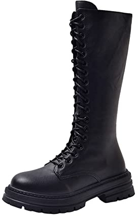 Stivali da donna in pelle antiscivolo slip-on punta tonda scarpe con tacco basso western