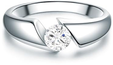 Trilani Damen Spann-Ring aus 925/- Sterling Silber mit Zirkonia im Brillantschliff Verlobungsring Antragsring