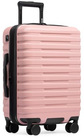 U.S. Traveler Boren Expandable Hardside Rugged Travel Luggage with 8 Spinner Wheels, Rose Pink, Carry-on 22-Inch