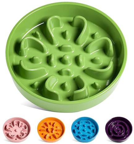 LE TAUCI Keramik Schlingnapf Hunde Groß, 1200 ml Kleeblatt Gruen | 24 cm, Verlangsamt das Fressen, Anti-Wuergen, Spuelmaschinenfest, Rutschfest, Langlebig, fuer Mittelgrosse und Grosse Hunde